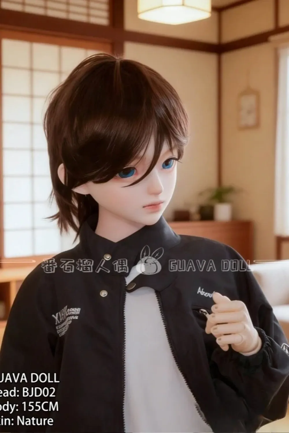 GUAVA DOLL 番石榴 BJD02ヘッド PVC製 青い瞳のかっこいい 男性 155cmおとなしい 等身大 アニメ リアルラブドール ノーマル肌