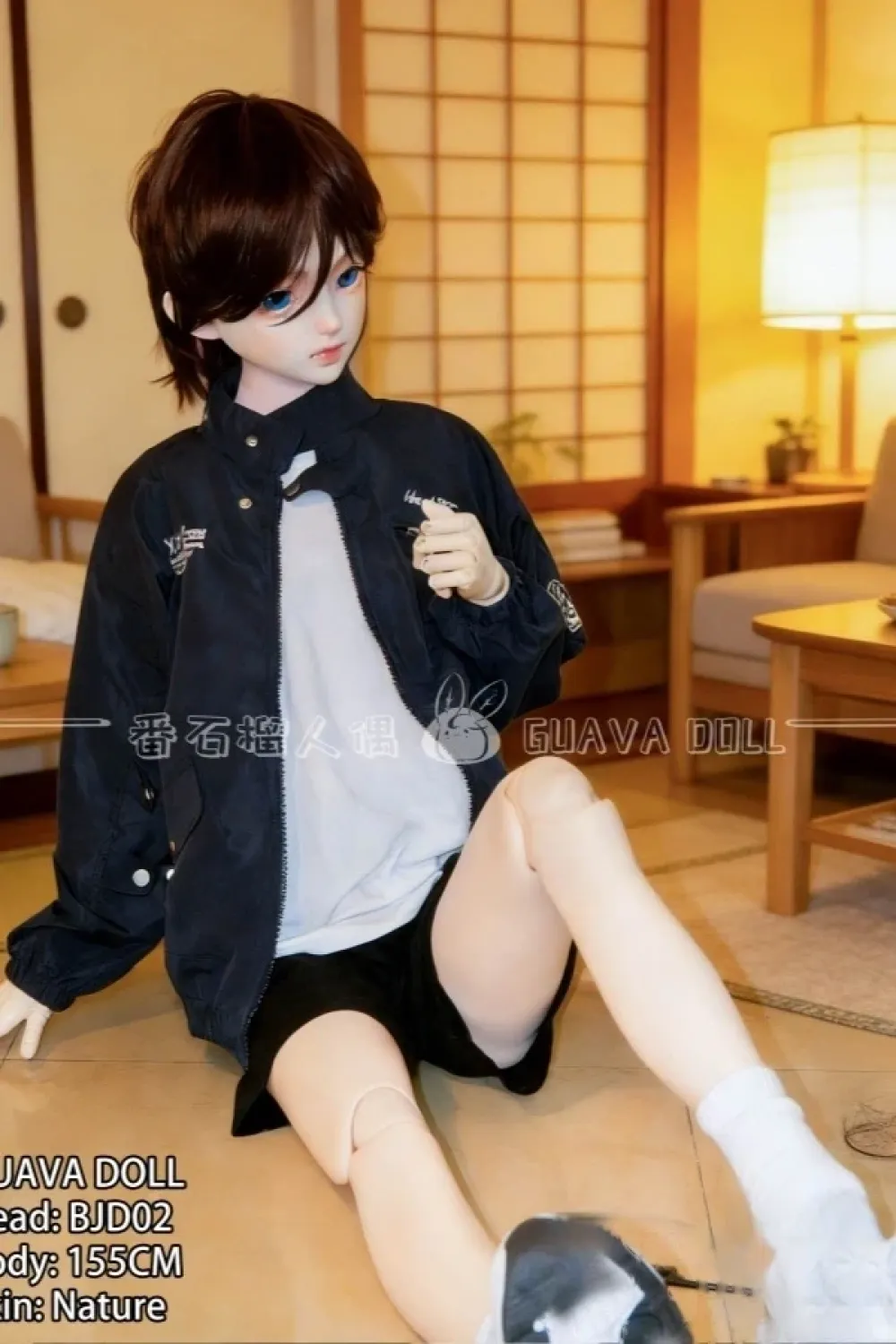 GUAVA DOLL 番石榴 BJD02ヘッド PVC製 青い瞳のかっこいい 男性 155cmおとなしい 等身大 アニメ リアルラブドール ノーマル肌