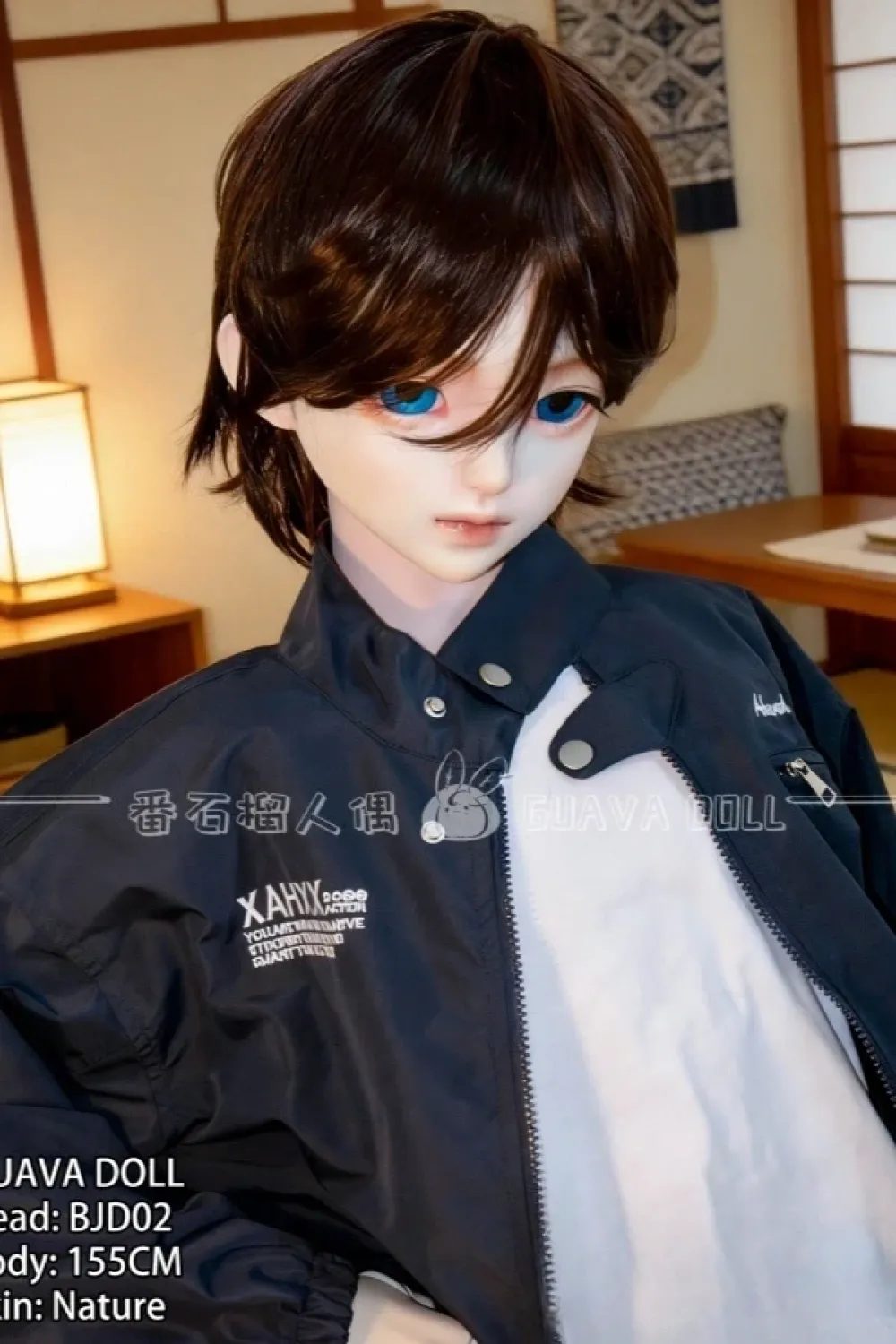 GUAVA DOLL 番石榴 BJD02ヘッド PVC製 青い瞳のかっこいい 男性 155cmおとなしい 等身大 アニメ リアルラブドール ノーマル肌