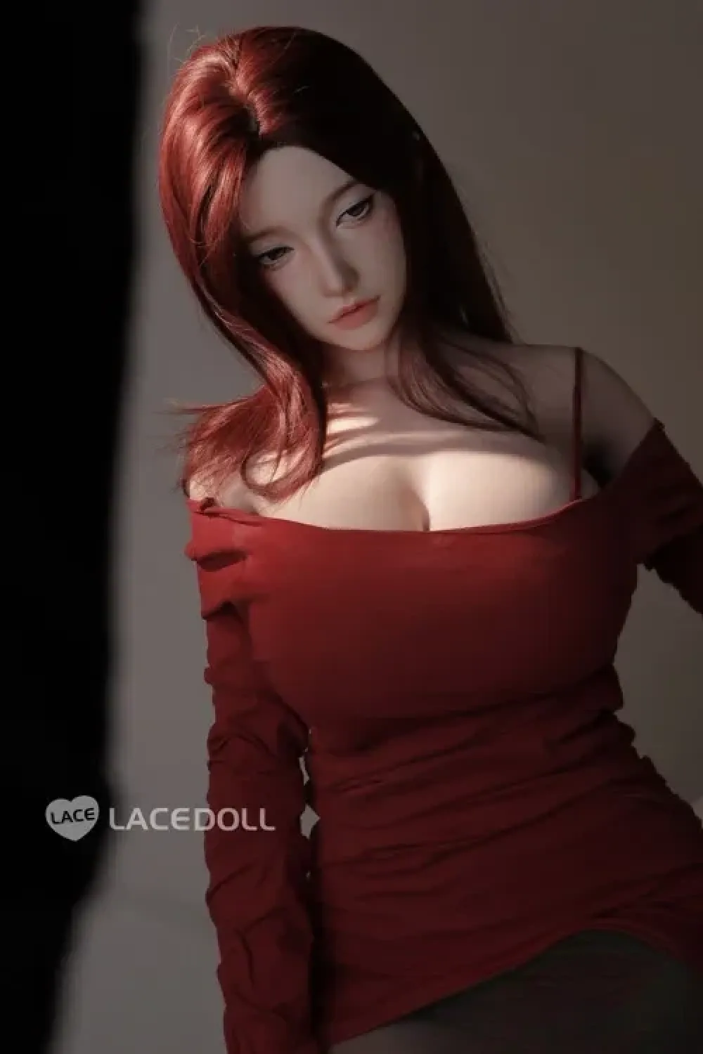 LACEDOLL 晚冰 163cm妖艶系の赤髪クールなラブドール 爆乳 成熟ダッチワイフ Hカップ ノーマル肌 口開閉＆口腔模擬付き 掲載画像はフルシリコン製
