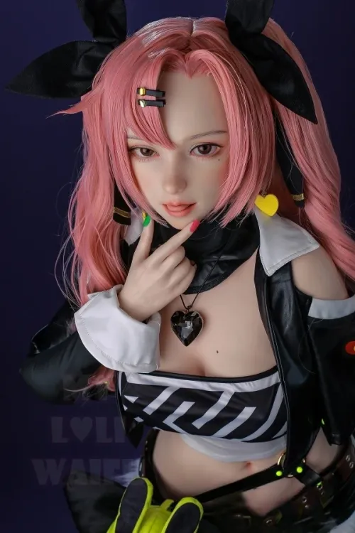 MLWDOLL #76B Nicole ROS顎機能付き 152cmコスプレ系 絶区零ニコダッチワイフ フルシリコン製 ピンク髪ラブドール Eカップ 白い肌