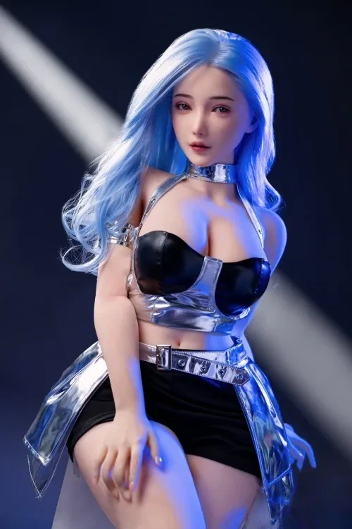 DL DOLL (YQシリーズ) 朱迪 163cm Fカップ 青い髪ラブドール シリコン製ヘッド+TPE製ボディ セクシーな美人リアルドール ノーマル肌
