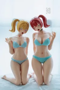 BCDOLL #F03A 露露「Lulu」 赤髪 61cm Eカップ & #F03B 娜娜「Nana」 金髪 61cm Bカップ アニメ系美少女 アヘ顔 PU硬めヘッド+シリコンボディ ラブドール 白い肌