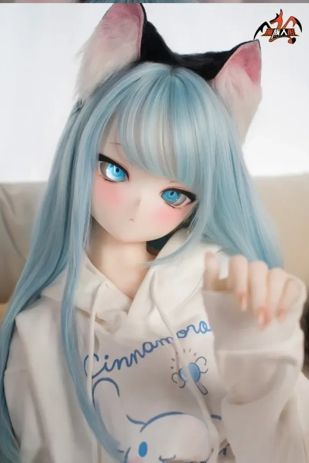 MOZU DOLL魔族人形 薄荷 Mint 141cm(SSR級)かわいいアニメラブドール 猫娘 萌え袖 二次元リアルドール 大胸 PVCヘッド+TPEボディ ノーマル肌 宣材写真と同じ衣装