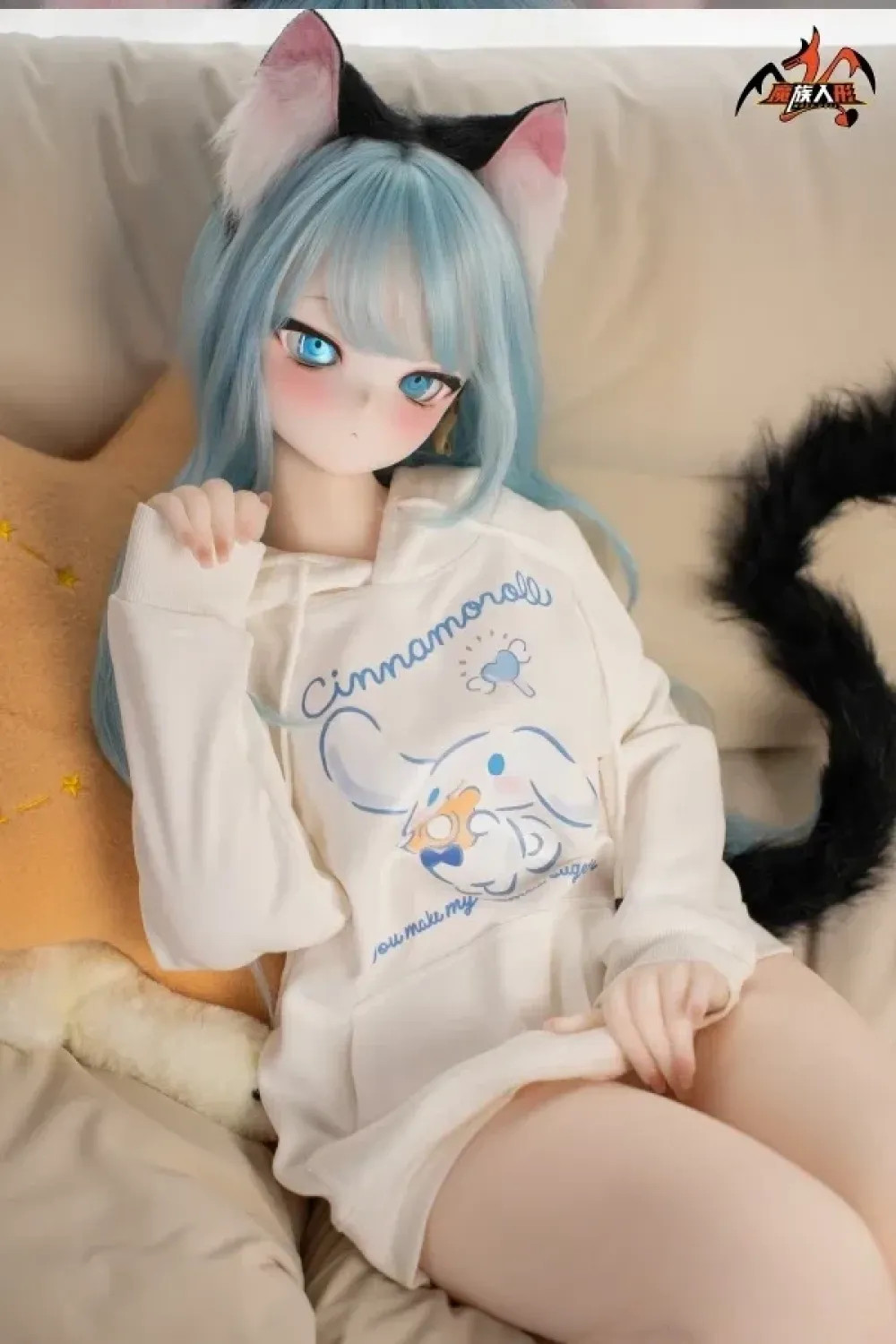 MOZU DOLL魔族人形 薄荷 Mint 141cm(SSR級)かわいいアニメラブドール 猫娘 萌え袖 二次元リアルドール 大胸 PVCヘッド+TPEボディ ノーマル肌 宣材写真と同じ衣装