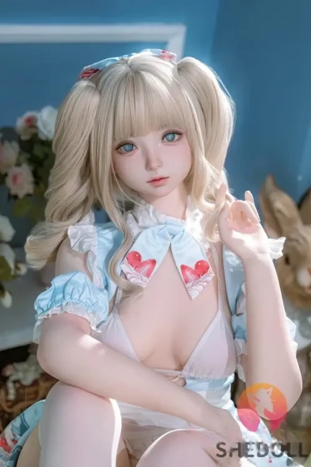 SHE DOLL 3番メイク 南溪 150cm可愛らしい幼顔 甘いラブドール 金髪 キレカワ ダッチワイフ Bカップ ノーマル肌 掲載画像はシリコンヘッド+TPEボディ