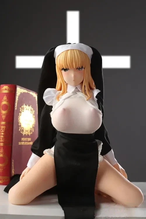 Otaku Doll 修女-都祷由美 二つヘッド型選択可 65cm 3kg かわいい修道女 アニメ顔 巨乳 小さいリアルラブドール PVCヘッド+シリコンボディ 宣材写真と同じ衣装