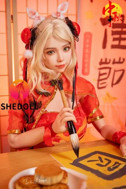 SHE DOLL 中秋節シリーズ 珍妮 148cm優しくて美しい 金髪 等身大ドール 可愛い ラブドール Dカップ ノーマル肌 掲載画像はシリコンヘッド+TPEボディ