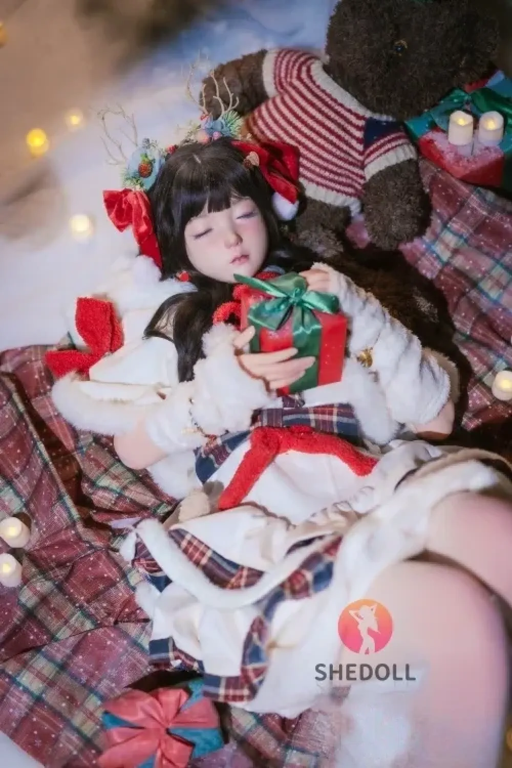 SHE DOLL 北栀 148cmクリスマス目閉じラブドール 人気 可愛い女性リアルドール Dカップ ノーマル肌 掲載画像はフルシリコン製