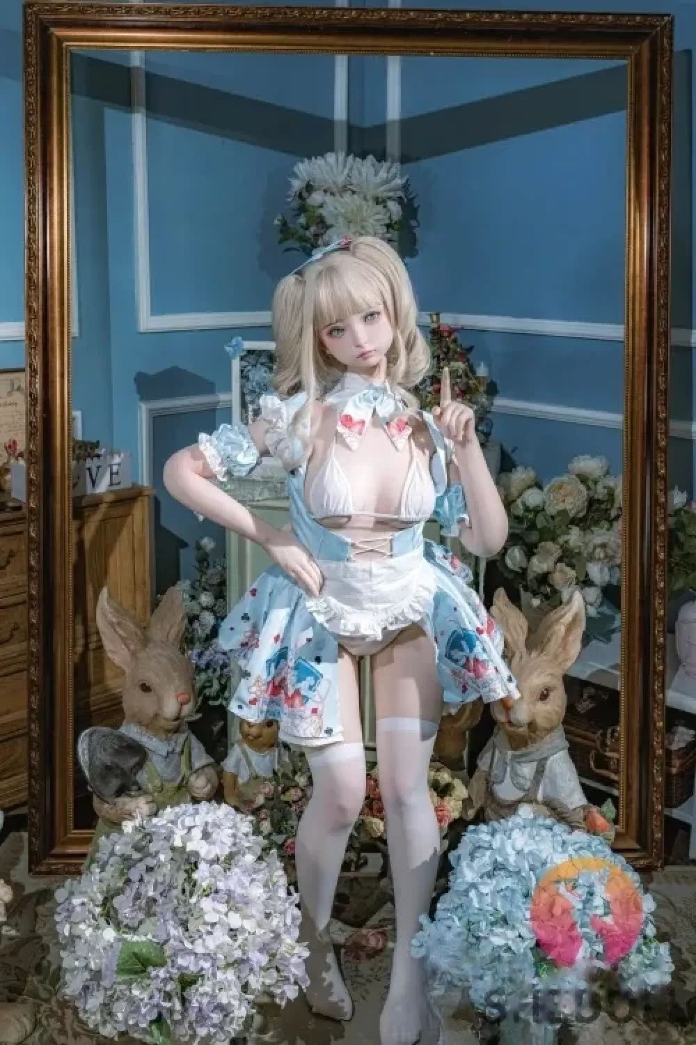 SHE DOLL 3番メイク 南溪 150cm可愛らしい幼顔 甘いラブドール 金髪 キレカワ ダッチワイフ Bカップ ノーマル肌 掲載画像はシリコンヘッド+TPEボディ