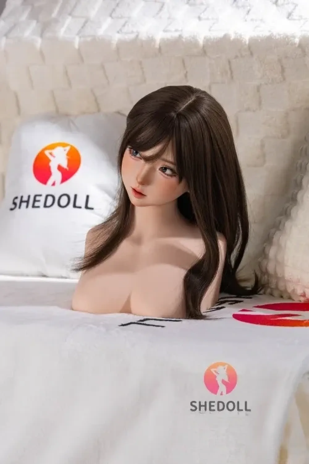 SHE DOLL 24cmヘッドスタンド M16ジョイント 首関節あり・左右前後動き可能 シリコン製小胸台座 158cm以下頭部専用 ノーマル肌