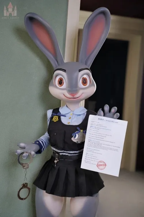 Dolls Castle Rabbitty 168cmウサギラブドール フルシリコン製 警察制服コスプレ等身大ドール シームレスヘッドとボディの一体型 Aカップ ノーマル肌