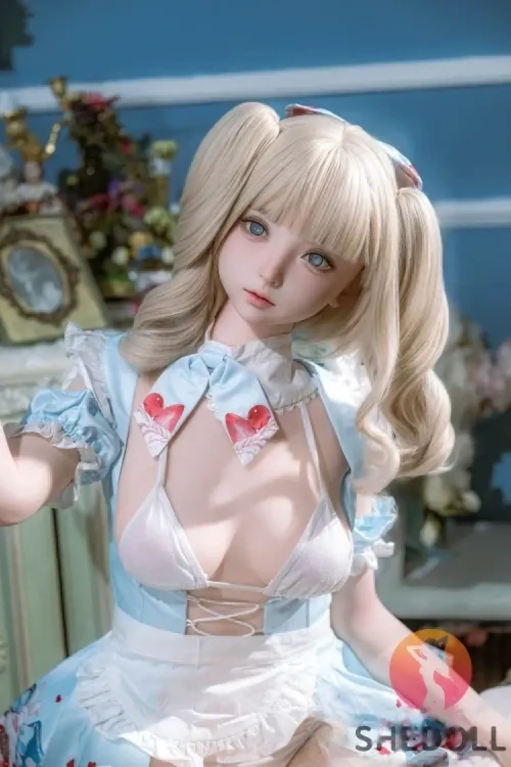 SHE DOLL 3番メイク 南溪 150cm可愛らしい幼顔 甘いラブドール 金髪 キレカワ ダッチワイフ Bカップ ノーマル肌 掲載画像はシリコンヘッド+TPEボディ