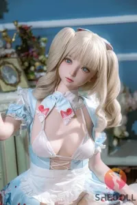 SHE DOLL 3番メイク 南溪 150cm可愛らしい幼顔 甘いラブドール 金髪 キレカワ ダッチワイフ Bカップ ノーマル肌 掲載画像はシリコンヘッド+TPEボディ