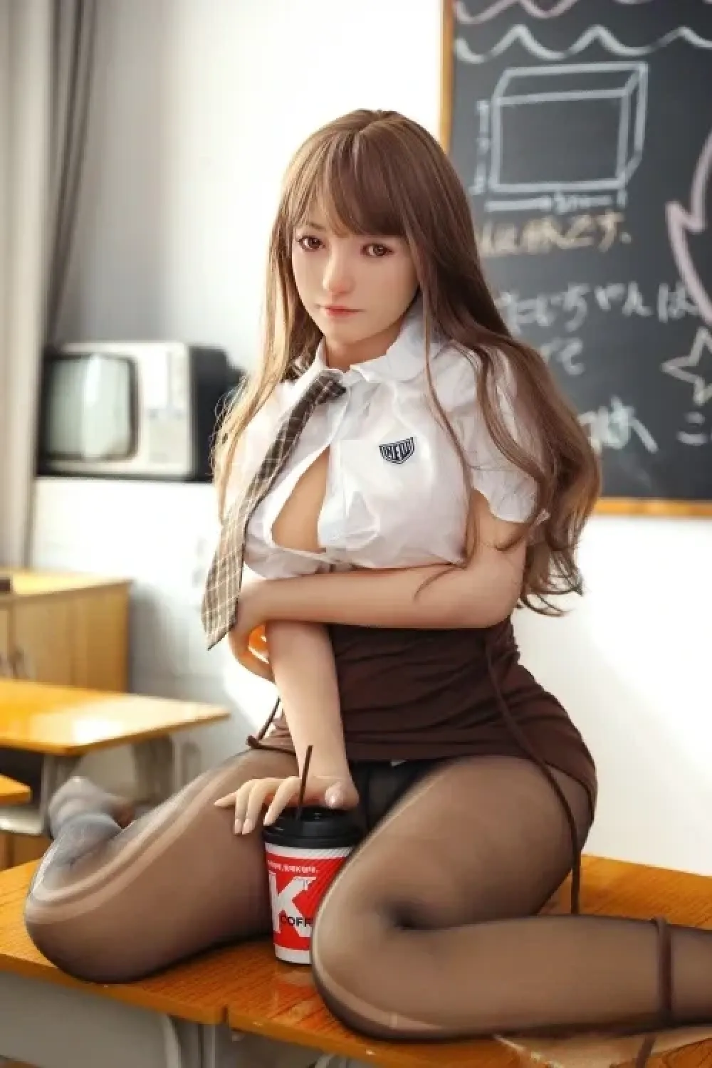 DL DOLL (YQシリーズ) #77 木乃葉 163cm誘惑的な制服姿ラブドール 巨乳 等身 大 ドール シリコンヘッド+TPEボディ Fカップ ノーマル肌