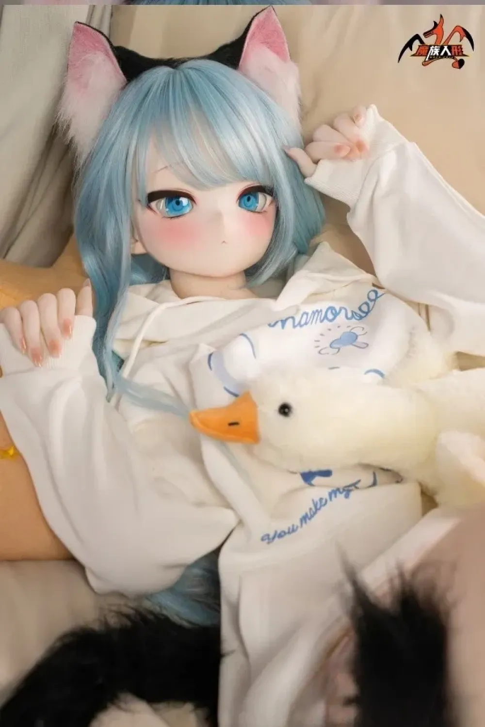 MOZU DOLL魔族人形 薄荷 Mint 141cm(SSR級)かわいいアニメラブドール 猫娘 萌え袖 二次元リアルドール 大胸 PVCヘッド+TPEボディ ノーマル肌 宣材写真と同じ衣装