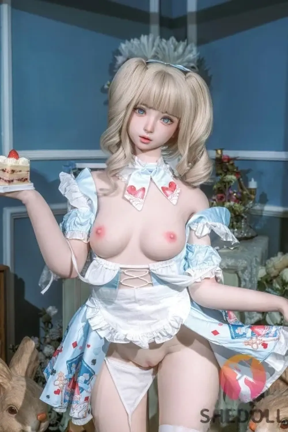 SHE DOLL 3番メイク 南溪 150cm可愛らしい幼顔 甘いラブドール 金髪 キレカワ ダッチワイフ Bカップ ノーマル肌 掲載画像はシリコンヘッド+TPEボディ