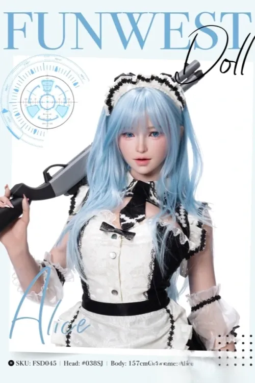 Funwest Doll #038SJ Alice ROS顎機能付き 157cm Gカップ フルシリコン製 ラブドール コスプレメイド 美人フェス 2.0リアルな皮膚メイク付き ノーマル肌