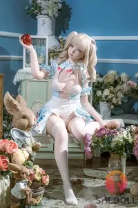 SHE DOLL 3番メイク 南溪 150cm可愛らしい幼顔 甘いラブドール 金髪 キレカワ ダッチワイフ Bカップ ノーマル肌 掲載画像はシリコンヘッド+TPEボディ