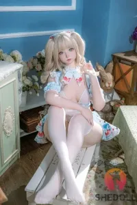 SHE DOLL 3番メイク 南溪 150cm可愛らしい幼顔 甘いラブドール 金髪 キレカワ ダッチワイフ Bカップ ノーマル肌 掲載画像はシリコンヘッド+TPEボディ
