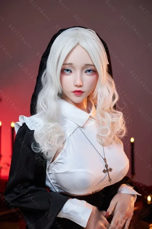 Bezlya Doll 2.2CFシリーズ 珊瑚 3番メイク 155cm M版 魅力的な修道女 フルシリコン製 Fカップ 巨乳リアルラブドールノーマル肌 口開閉＆口腔模擬付き