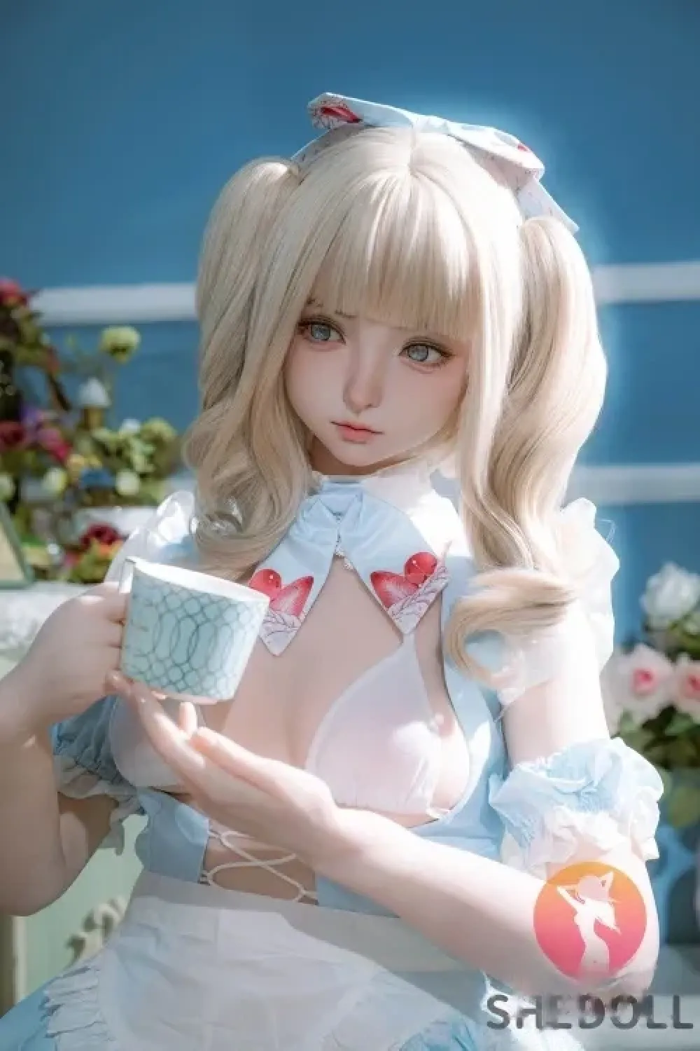 SHE DOLL 3番メイク 南溪 150cm可愛らしい幼顔 甘いラブドール 金髪 キレカワ ダッチワイフ Bカップ ノーマル肌 掲載画像はシリコンヘッド+TPEボディ