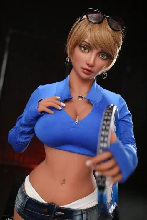 DL DOLL #479 沙拉 158cm短いブロンドリアルドール 爆乳 セクシーなラブドール シリコンヘッド+TPEボディ Kカップ 小麦肌 口開閉＆口腔模擬付き