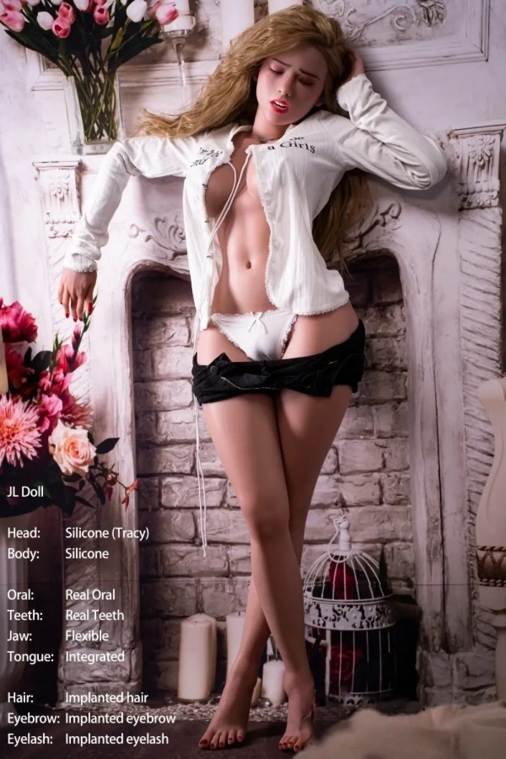 Jarliet Doll JLシリーズ Tracy ROS口腔 148cm Gカップ 巨乳 瞑り目が魅力の美人 フルシリコン製セックスドール リアル皮膚メイク付き 小麦肌