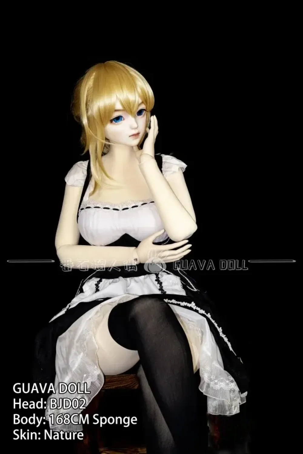 GUAVA DOLL 番石榴 BJD02 PVCヘッド 莉雅 168cm 7.5kg 軽量化 布製スポンジボディ 金髪かわいいメイド 二次元 アニメラブドール Gカップ ノーマル肌