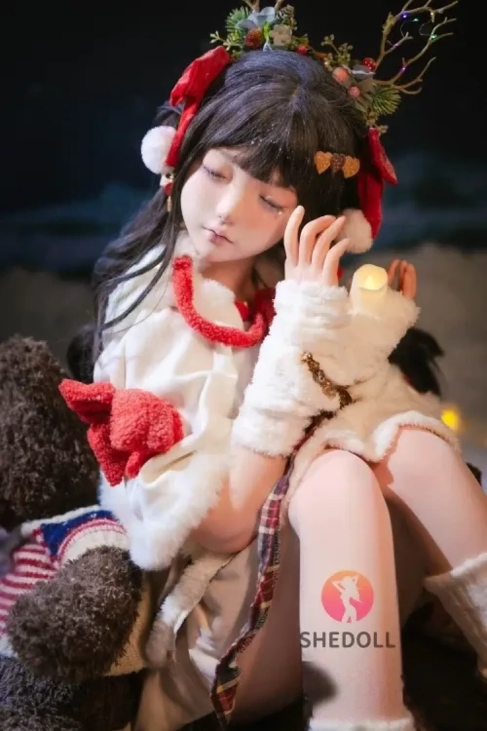 SHE DOLL 北栀 148cmクリスマス目閉じラブドール 人気 可愛い女性リアルドール Dカップ ノーマル肌 掲載画像はフルシリコン製